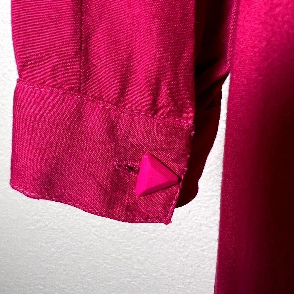 Vintage Momentos Sz S Blouson Midi Dress Hot Pink Pleated Star-Studded Waist - Picture 6 of 16